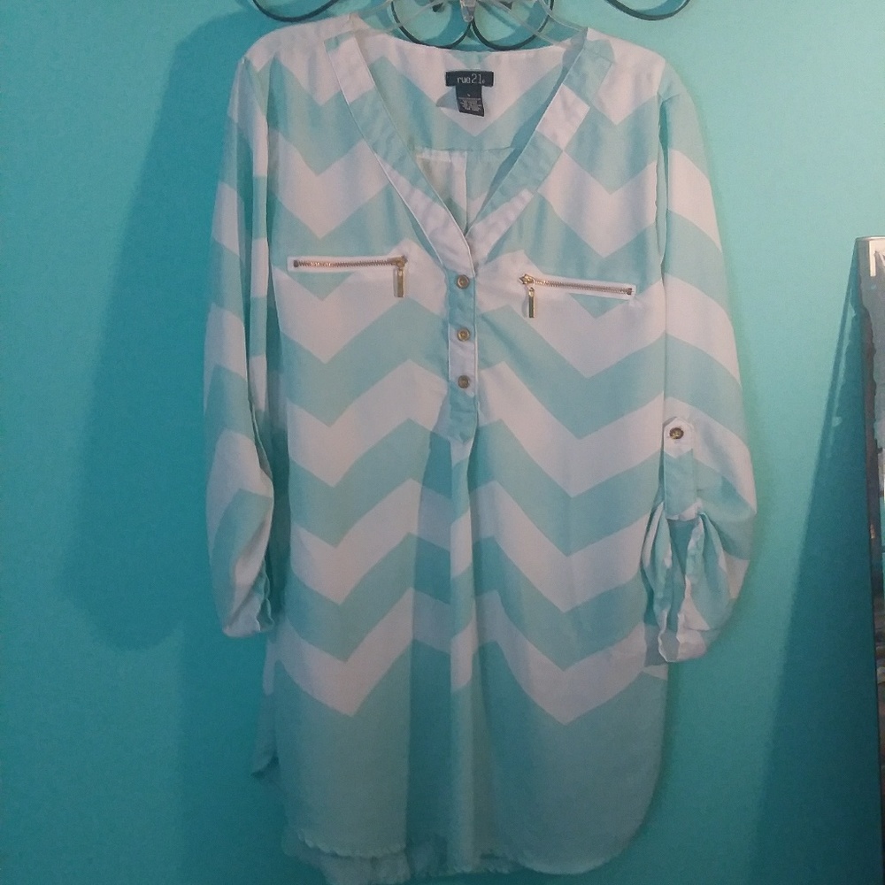 Blue and white chevron blouse